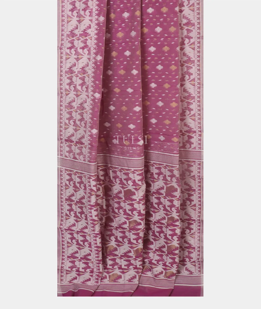 Purple Dhakai Cotton Saree T5048732