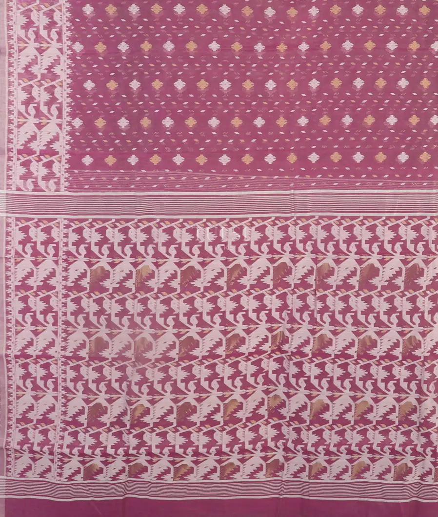 Purple Dhakai Cotton Saree T5048734