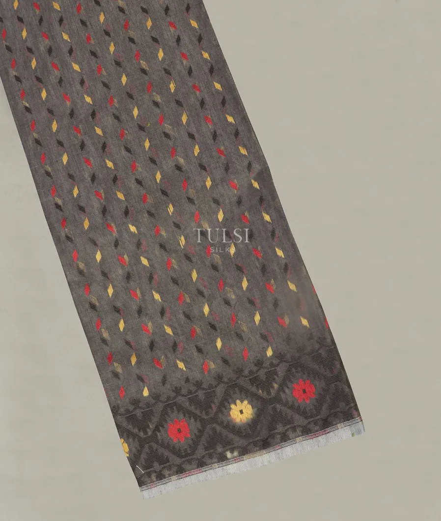 Grey Dhakai Cotton Saree T505154-image