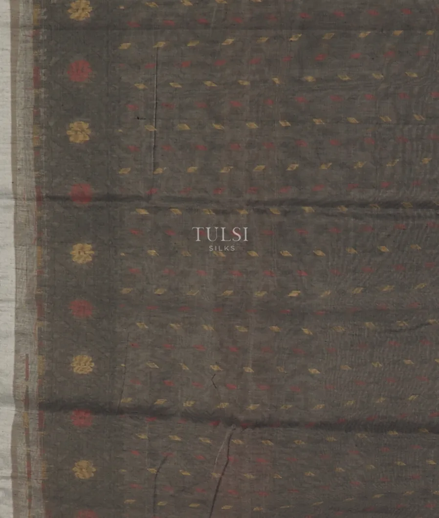 Grey Dhakai Cotton Saree T5051543