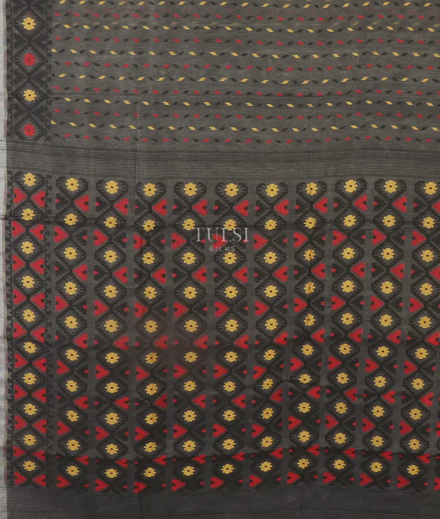 Grey Dhakai Cotton Saree T5051544