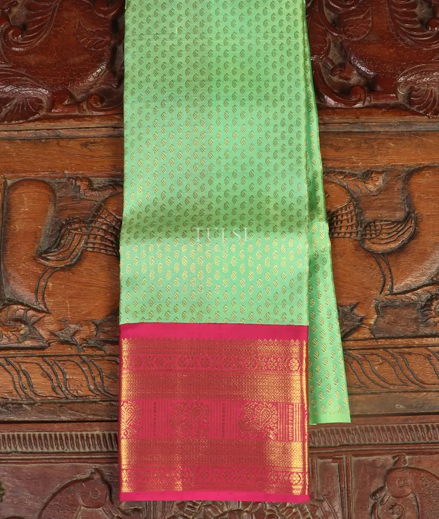 Green Handwoven Kanjivaram Silk Kids Pavadai T473558-image