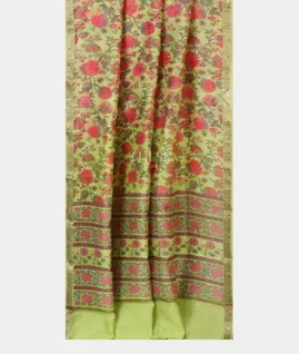 Green Soft Printed Cotton Saree  T4772362