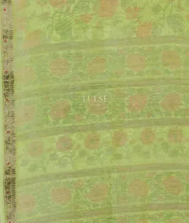 Green Soft Printed Cotton Saree  T4772363