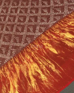 Brown Bandhani Kanjivaram Pavadai T2478255