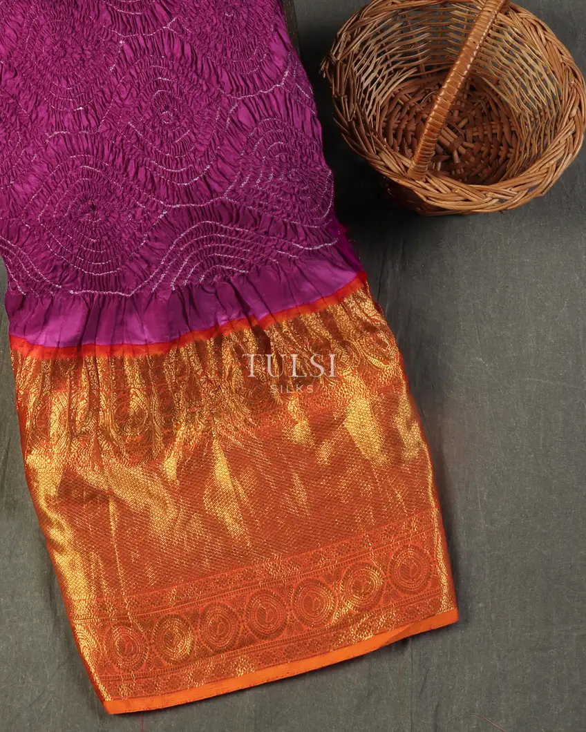 Purple Bandhani Kanjivaram Pavadai T215102-image