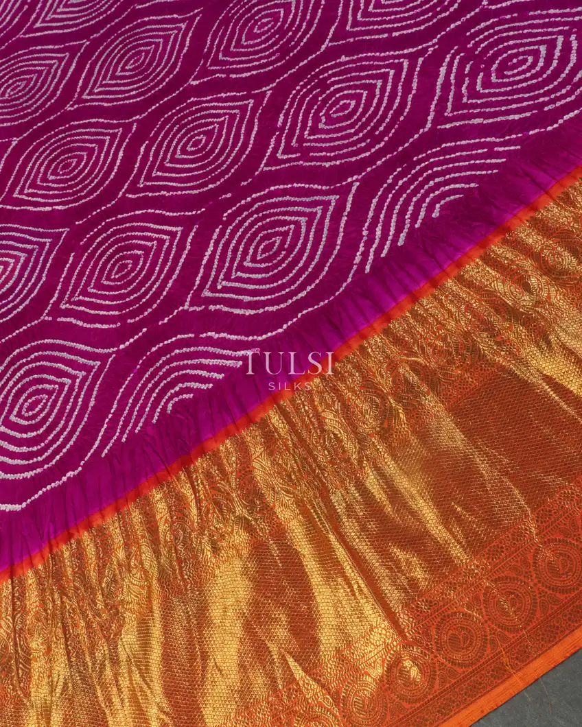 Purple Bandhani Kanjivaram Pavadai T2151025