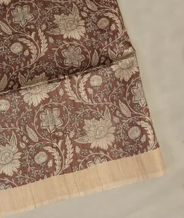 Brown Tussar Printed Saree T4735291