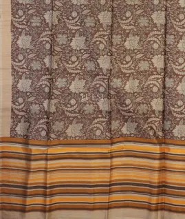 Brown Tussar Printed Saree T4735294