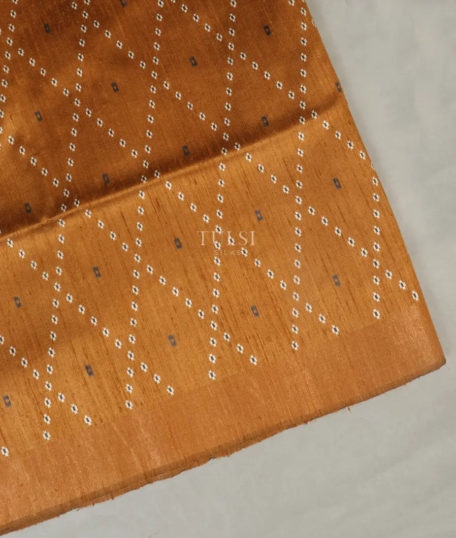 Mustard Yellow Tussar Printed Saree T488546-image