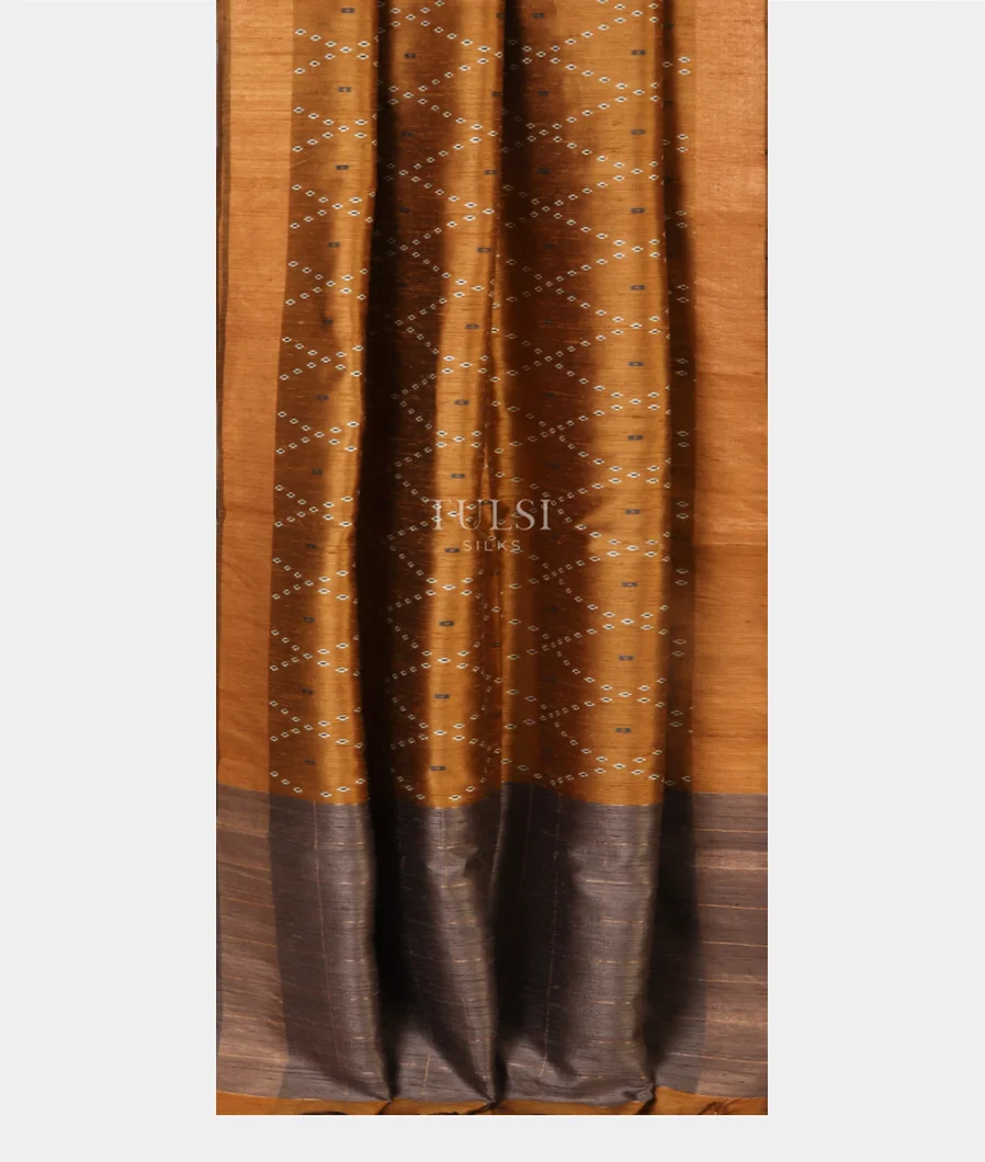 Mustard Yellow Tussar Printed Saree T4885462
