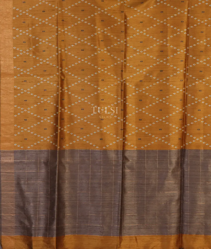Mustard Yellow Tussar Printed Saree T4885464