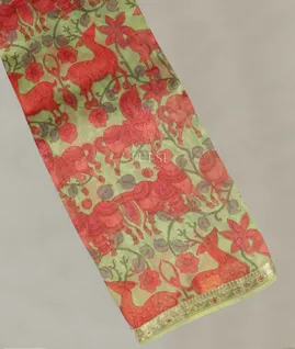 Green Soft Printed Cotton Saree T4915131