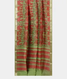 Green Soft Printed Cotton Saree T4915132