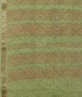 Green Soft Printed Cotton Saree T4915133