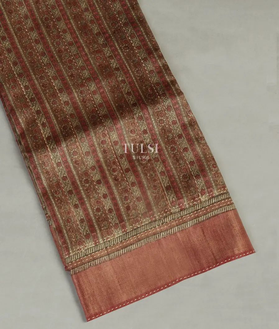 Brown Tussar Printed Saree T479407-image