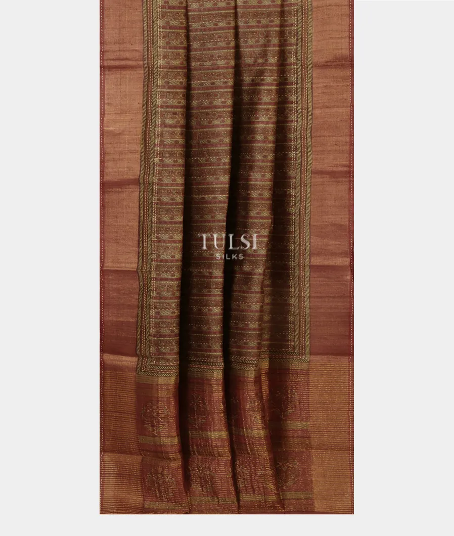 Brown Tussar Printed Saree T4794072