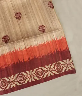 Beige Tussar Printed Saree T4434191
