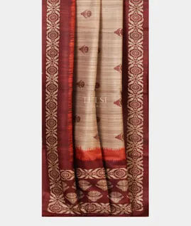 Beige Tussar Printed Saree T4434192