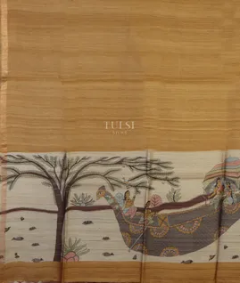 Mustard Yellow  Tussar Printed Saree  T4885784