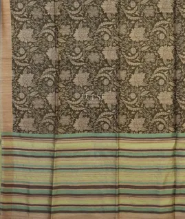 Green Tussar Printed Saree T4735304
