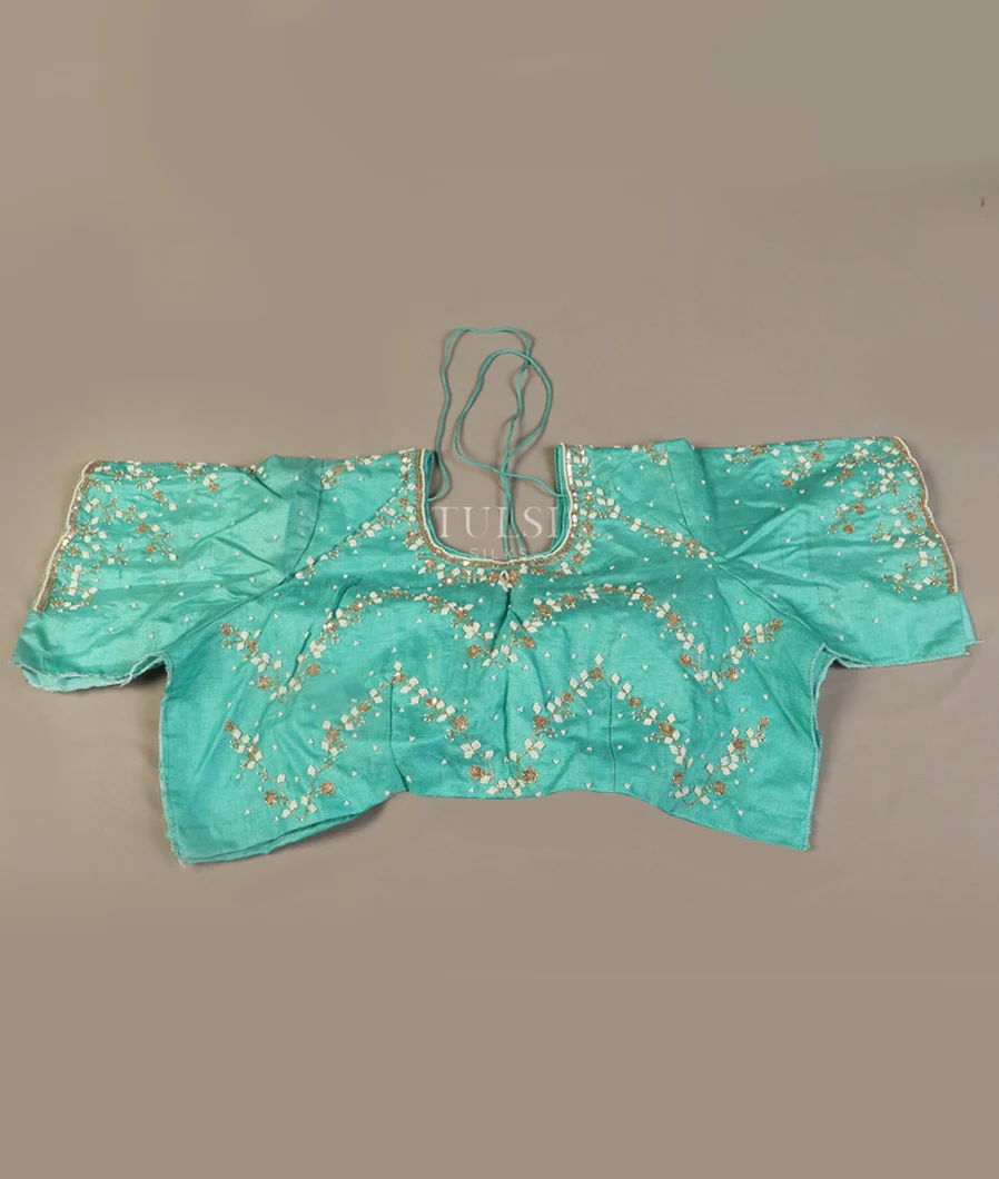 Blue Tussar Embroidery Blouse T506987-image