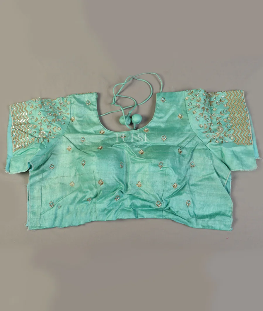 Blue Tussar Embroidery Blouse T506980-image