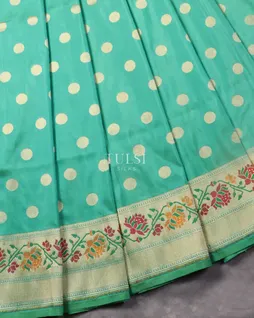 Bluish Green Banaras Silk Saree T4902424