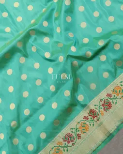 Bluish Green Banaras Silk Saree T4902425