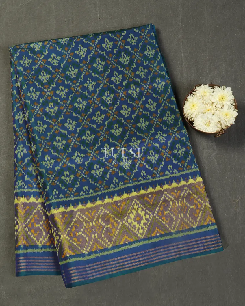 Peacock Blue Patola Silk Saree T489795-image
