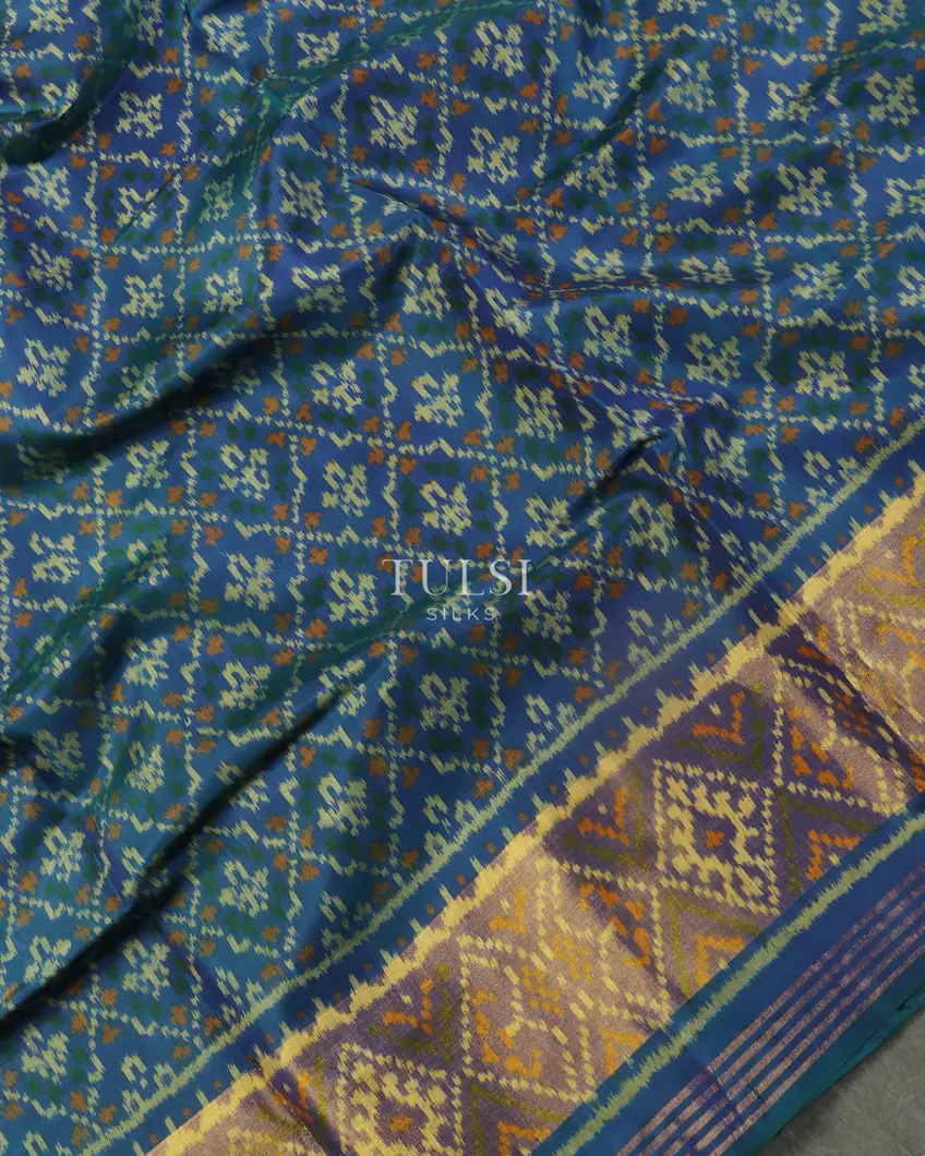 Peacock Blue Patola Silk Saree T4897955