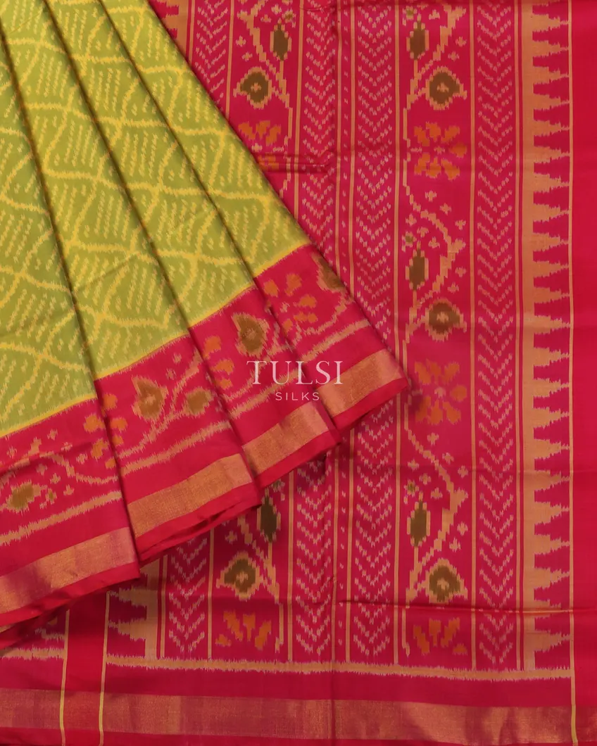 Yellowish Green Patola Silk Saree T4717052