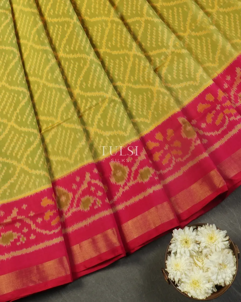Yellowish Green Patola Silk Saree T4717054