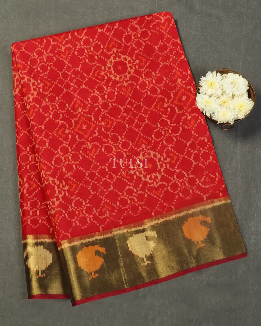 Red Patola Silk Saree T505595-image