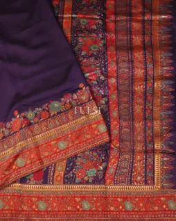Purple Kashmir Kani Silk Saree T5063284