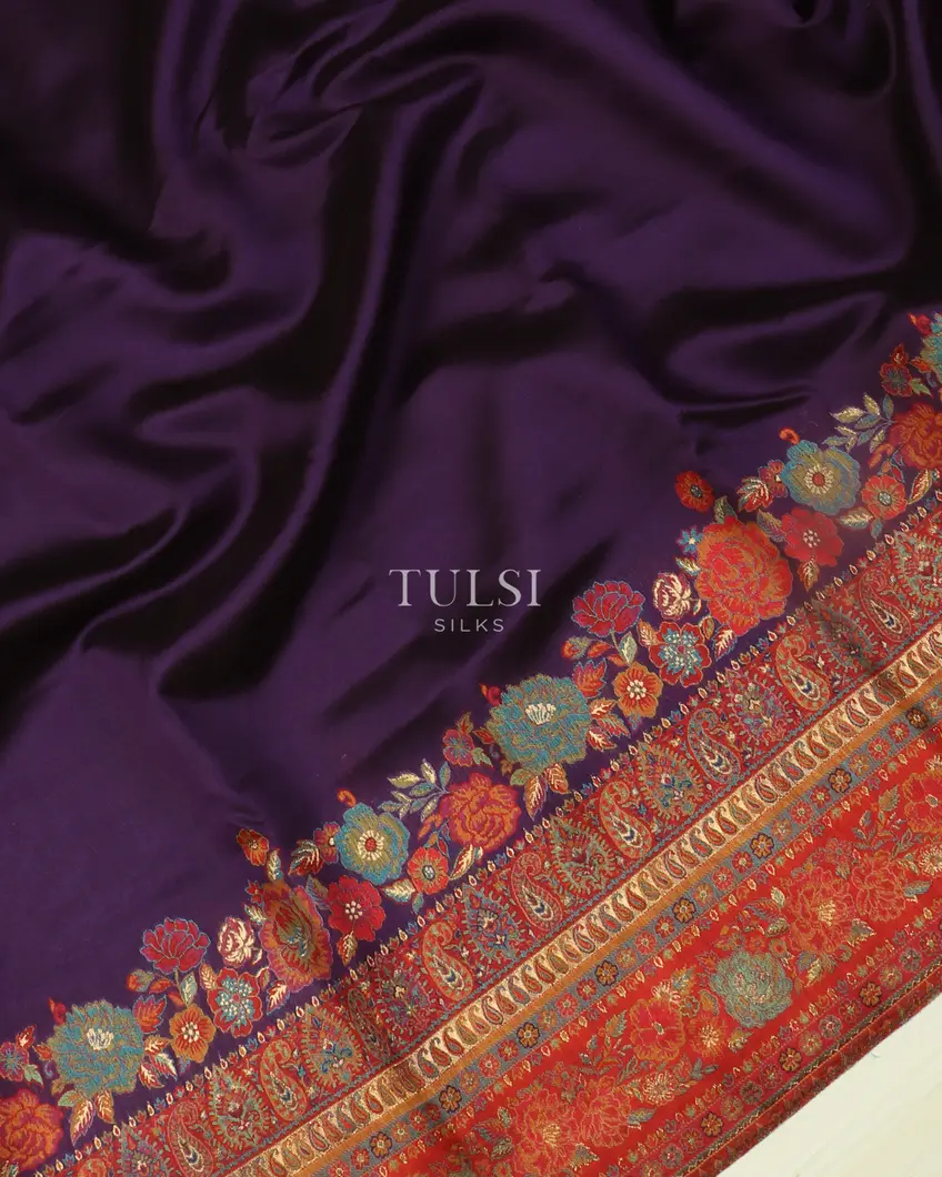 Purple Kashmir Kani Silk Saree T5063285