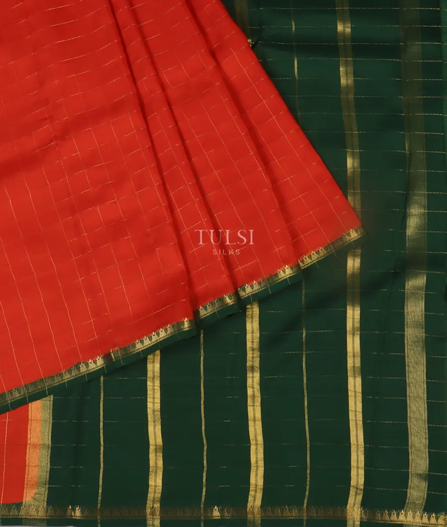 Red Mysore Silk Saree T5061762