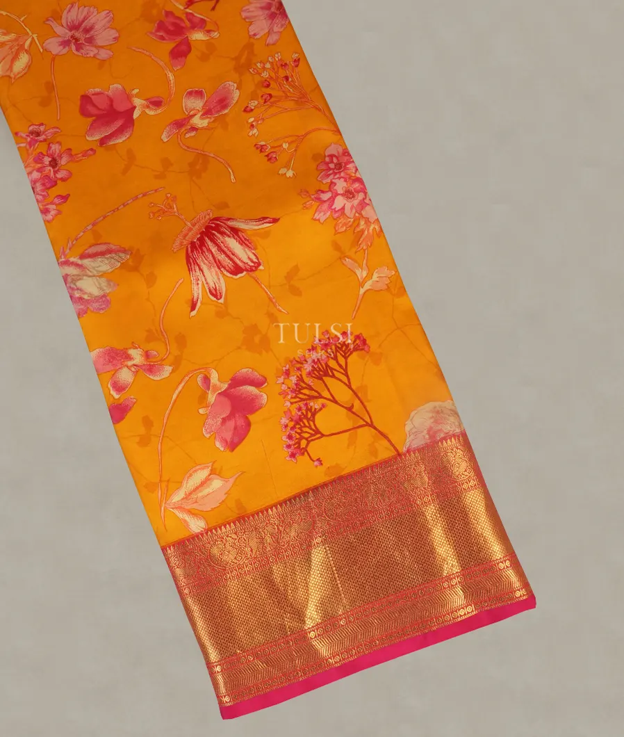 Yellow Printed Soft Silk Saree T467887-image
