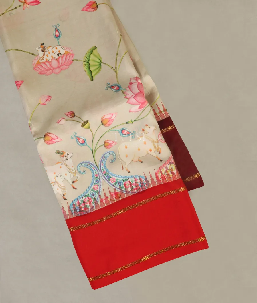 Grey Printed Soft Silk Saree T492182-image