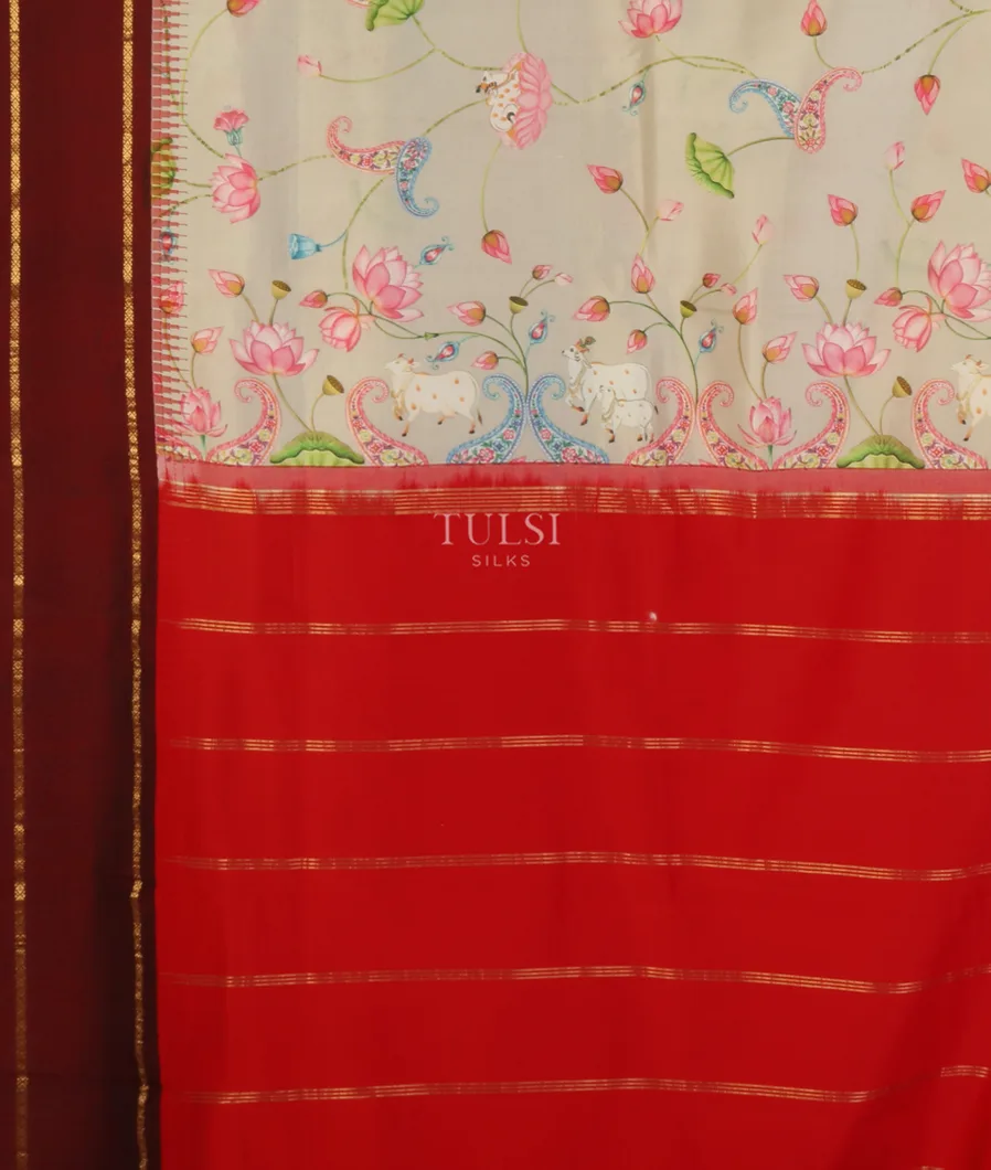 Grey Printed Soft Silk Saree T4921824