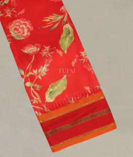 Red Printed Soft Silk Saree T4065611