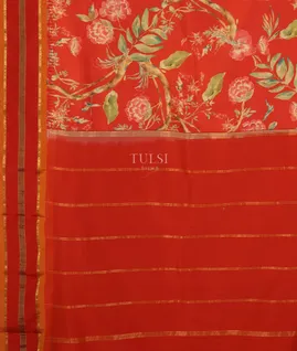 Red Printed Soft Silk Saree T4065614