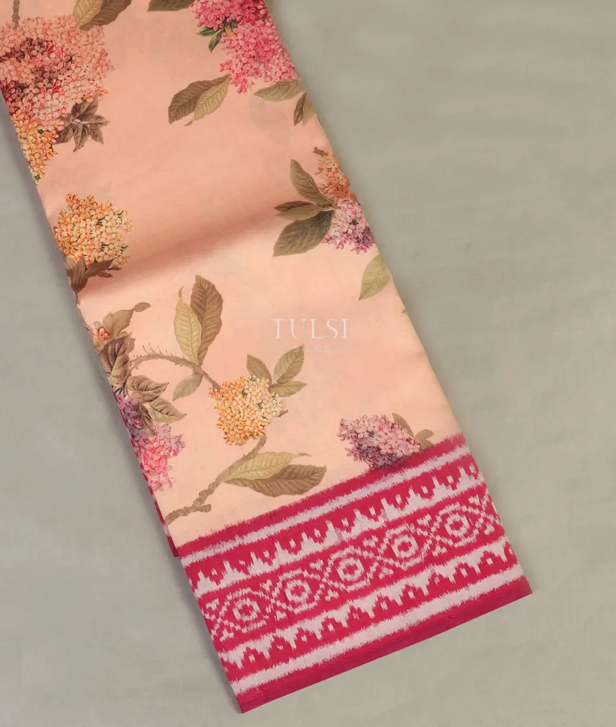 Peach Ikat Tussar Silk Saree T481269-image