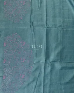 Blue Tussar Embroidery Saree T4893493