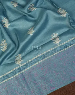 Blue Tussar Embroidery Saree T4893494