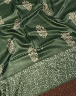 Green Tussar Embroidery Saree T4601014