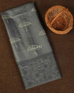 Grey Tussar Embroidery Saree T4715331
