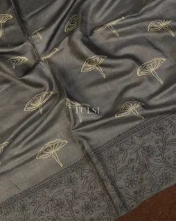 Grey Tussar Embroidery Saree T4715334