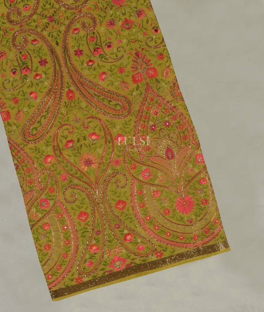 Green Georgette Silk Embroidery Saree T471203-image