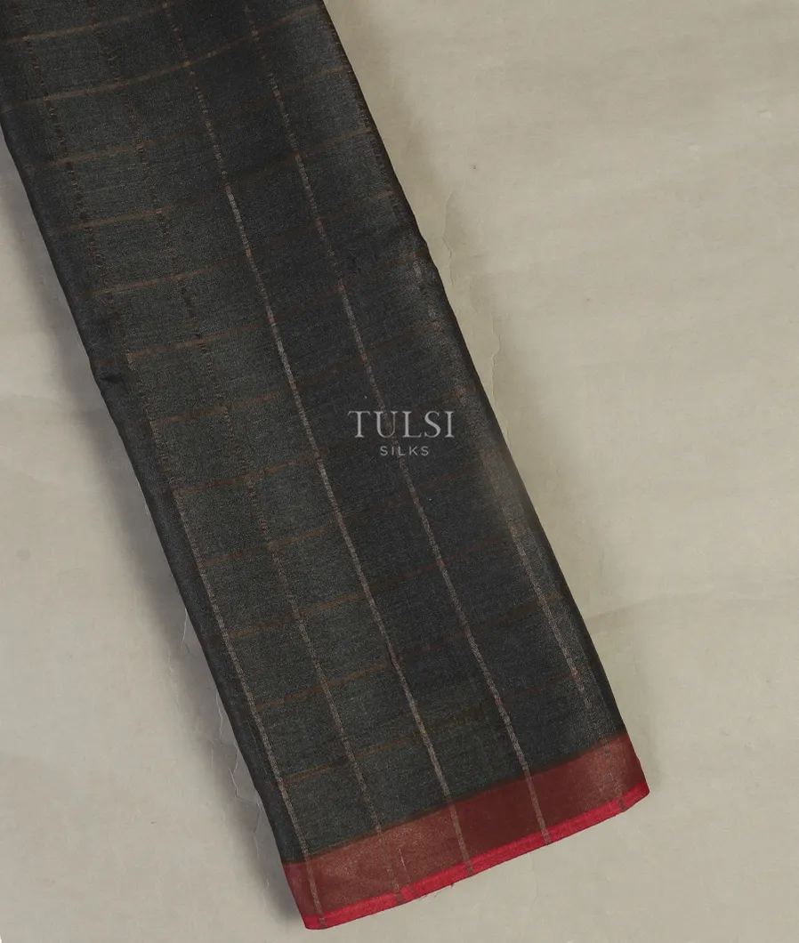 Black Woven Tussar Saree T510210-image